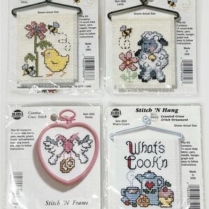 Lot Of 4 Stitch Kits-Busy Bees:  Chick, Lamb, What’s Cook’s, Dove’s, NIP